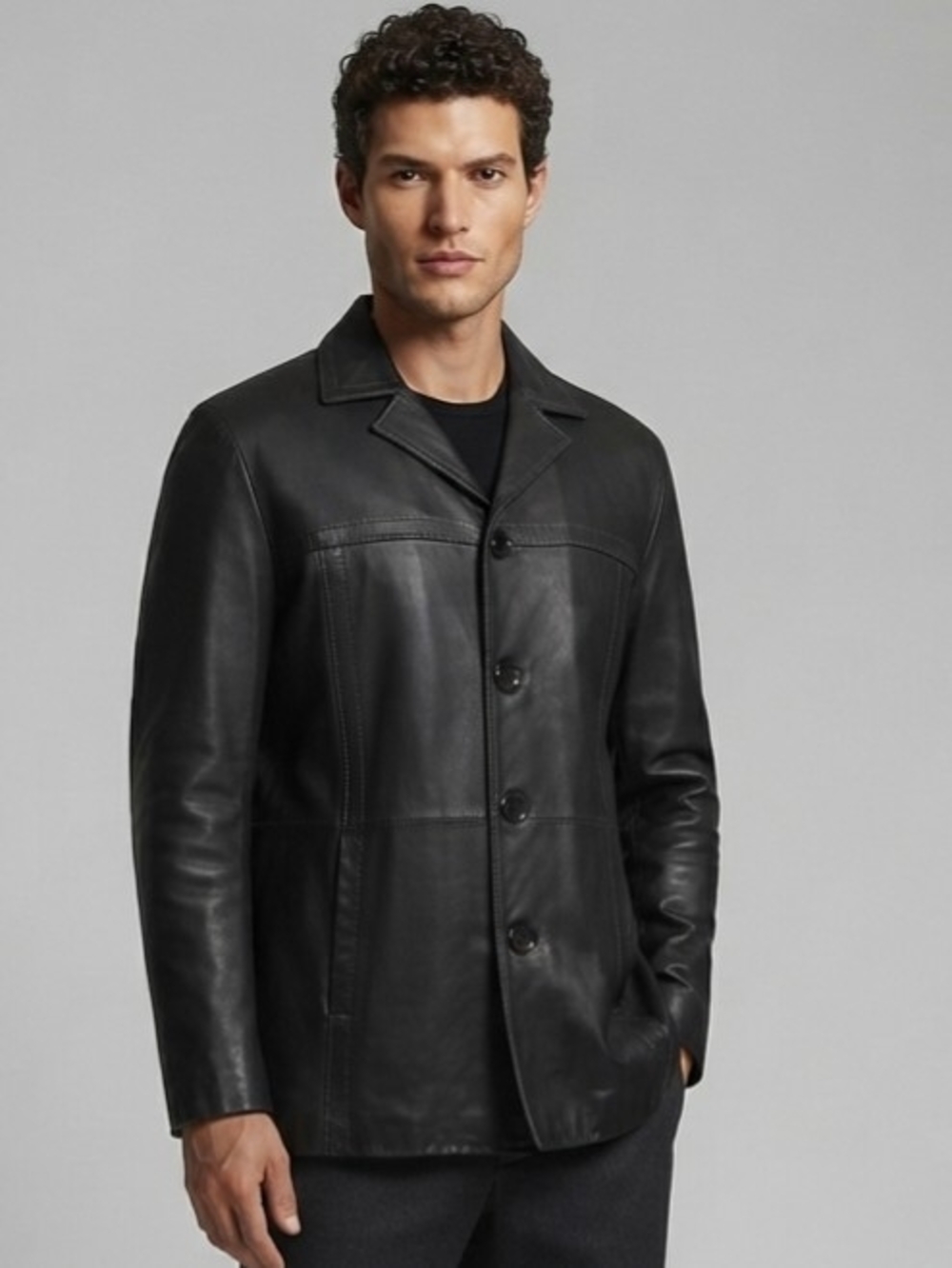 Danier Black Leather Coat Size XL